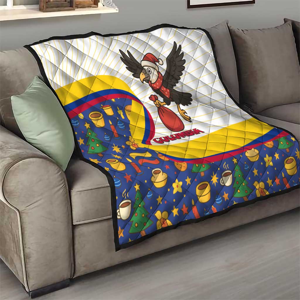 Colombia Christmas Quilt with Santa Condor Gift Bag and Holiday Food Pattern - Wonder Print Shop