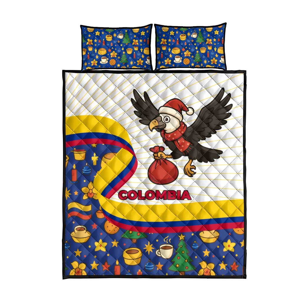 Colombia Christmas Quilt Bed Set with Santa Condor Gift Bag and Holiday Food Pattern - Wonder Print Shop