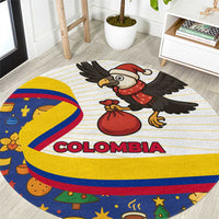 Colombia Christmas Round Carpet with Santa Condor Gift Bag and Holiday Food Pattern - Wonder Print Shop