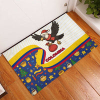 Colombia Christmas Rubber Doormat with Santa Condor Gift Bag and Holiday Food Pattern - Wonder Print Shop