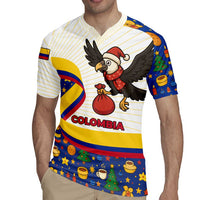 Colombia Christmas Rugby Jersey with Santa Condor Gift Bag and Holiday Food Pattern - Wonder Print Shop