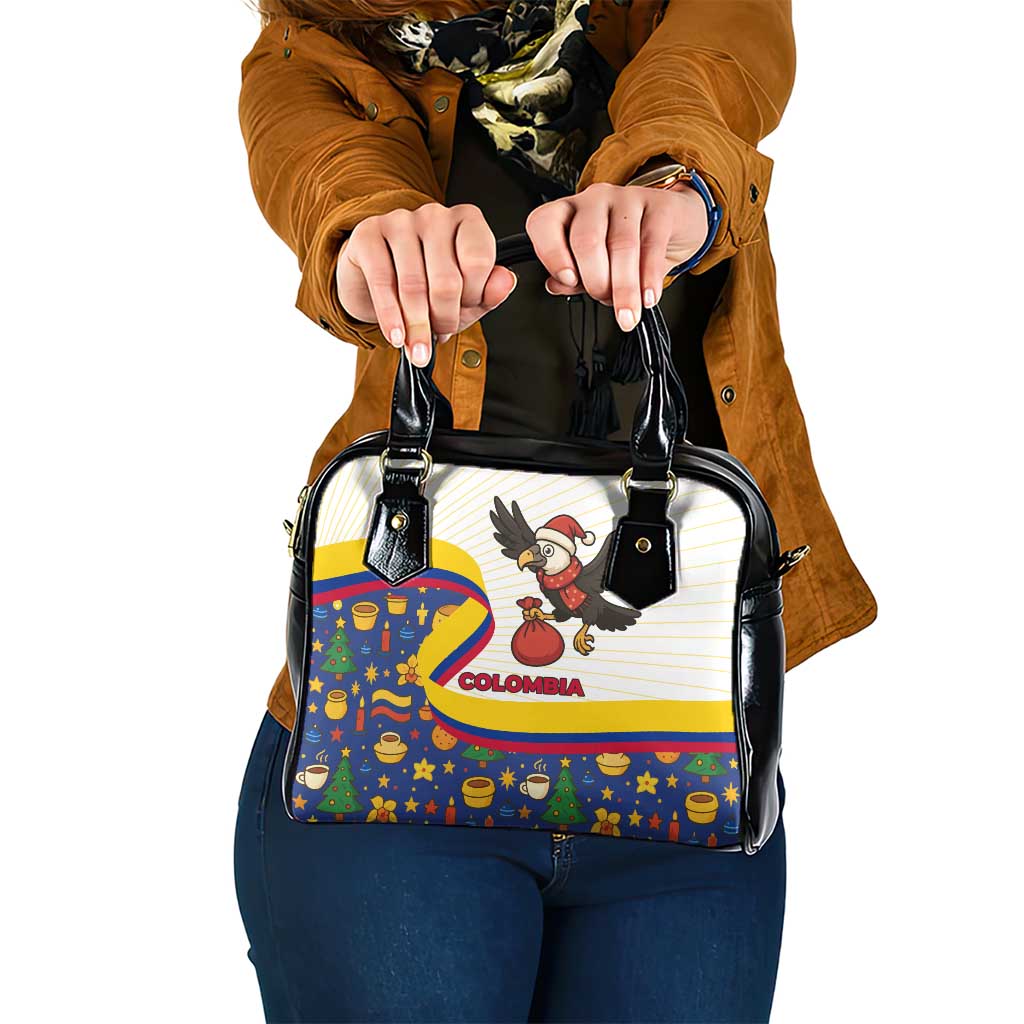 Colombia Christmas Shoulder Handbag with Santa Condor Gift Bag and Holiday Food Pattern - Wonder Print Shop