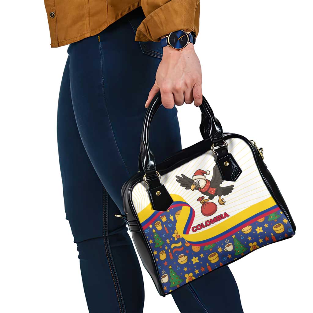 Colombia Christmas Shoulder Handbag with Santa Condor Gift Bag and Holiday Food Pattern - Wonder Print Shop