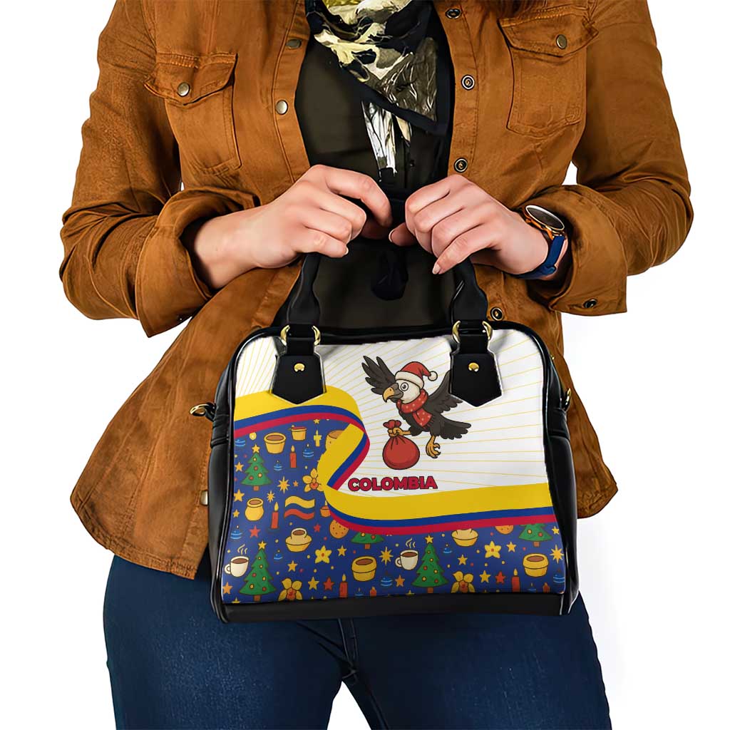 Colombia Christmas Shoulder Handbag with Santa Condor Gift Bag and Holiday Food Pattern - Wonder Print Shop