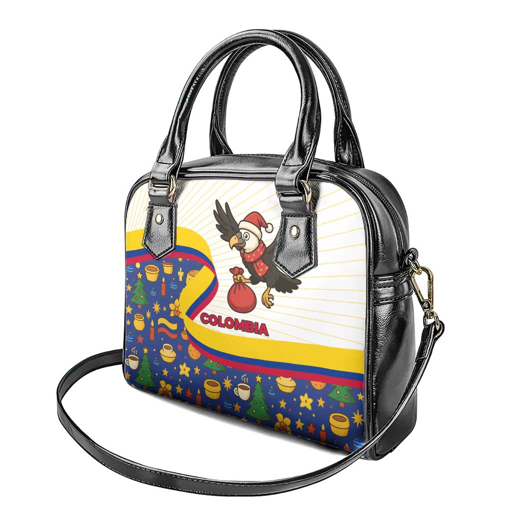 Colombia Christmas Shoulder Handbag with Santa Condor Gift Bag and Holiday Food Pattern - Wonder Print Shop