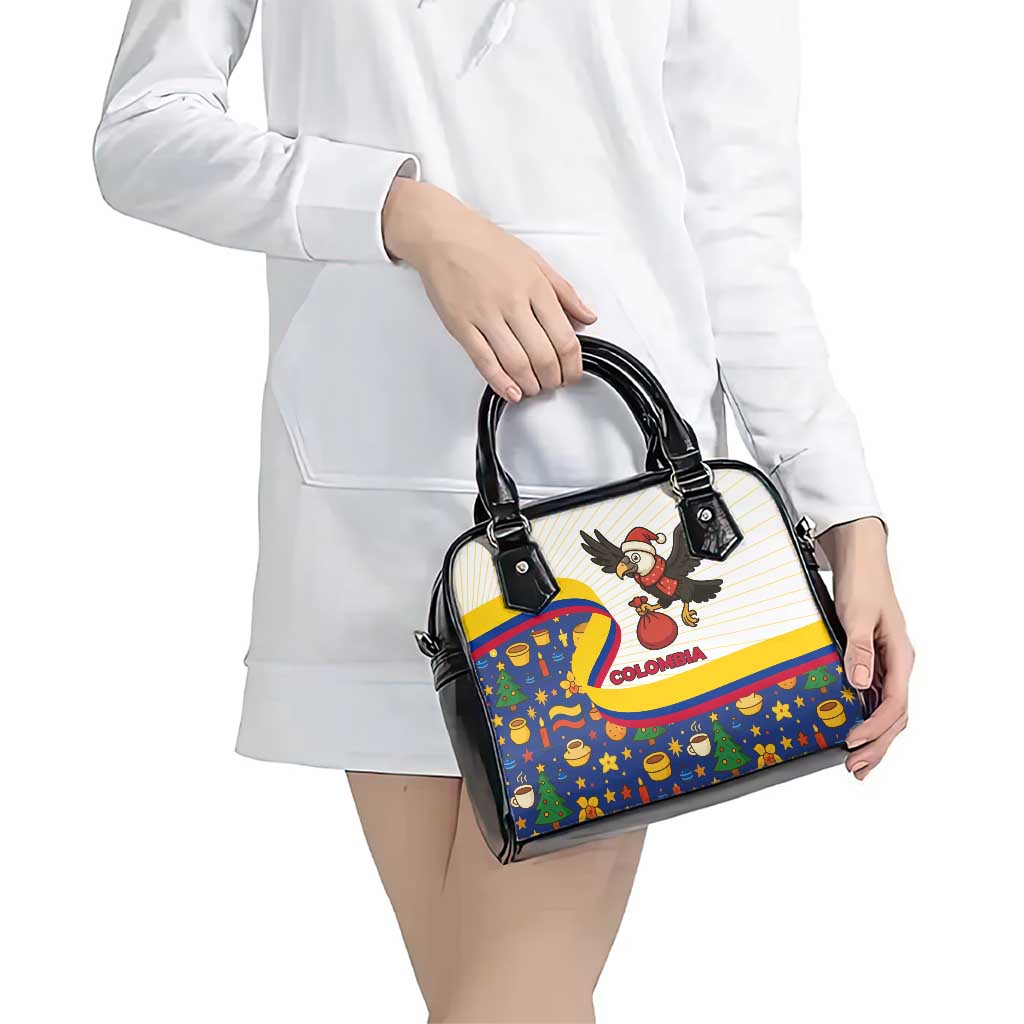 Colombia Christmas Shoulder Handbag with Santa Condor Gift Bag and Holiday Food Pattern - Wonder Print Shop