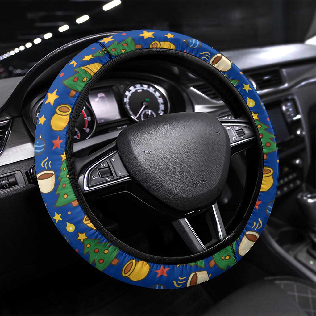 Colombia Christmas Steering Wheel Cover with Santa Condor Gift Bag and Holiday Food Pattern - Wonder Print Shop