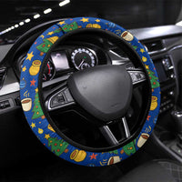 Colombia Christmas Steering Wheel Cover with Santa Condor Gift Bag and Holiday Food Pattern - Wonder Print Shop