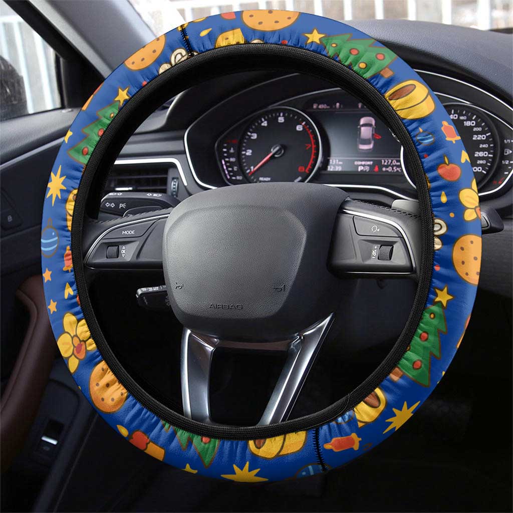 Colombia Christmas Steering Wheel Cover with Santa Condor Gift Bag and Holiday Food Pattern - Wonder Print Shop
