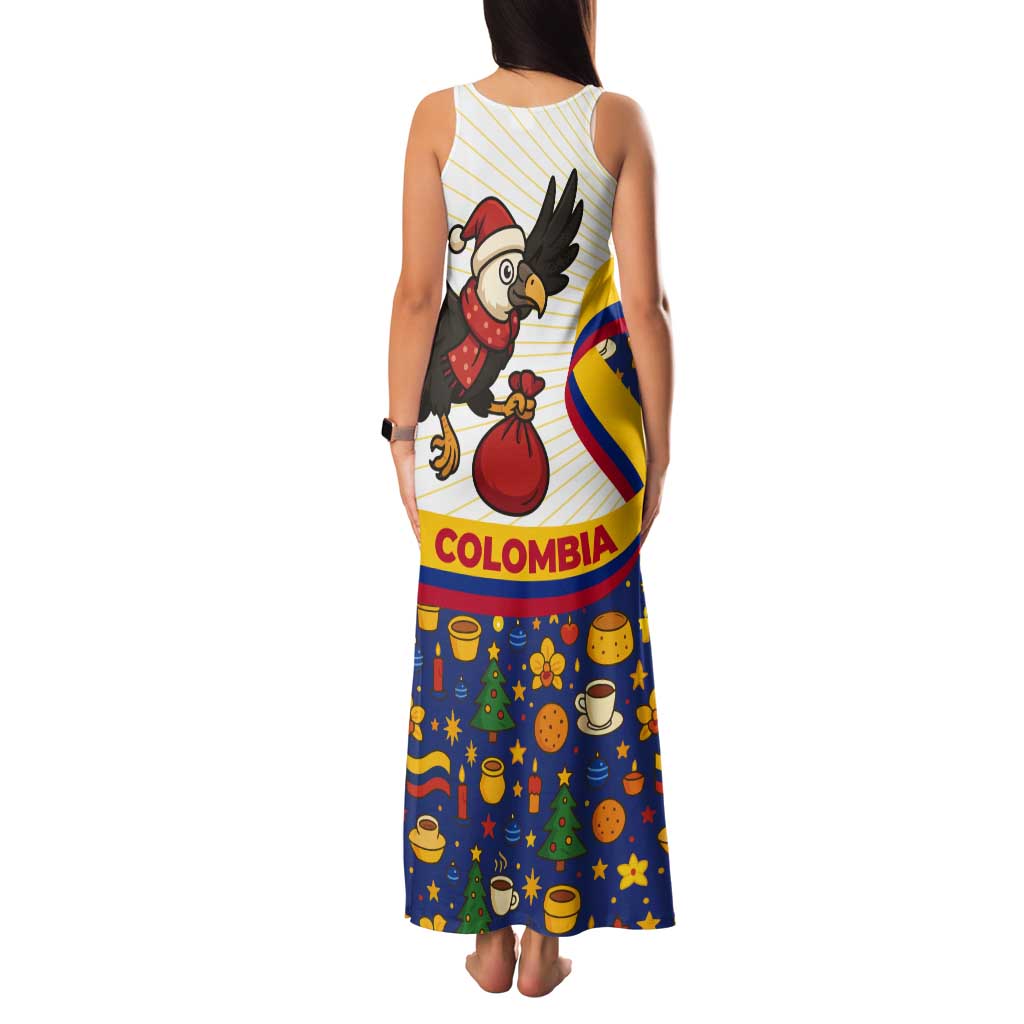 Colombia Christmas Tank Maxi Dress with Santa Condor Gift Bag and Holiday Food Pattern - Wonder Print Shop