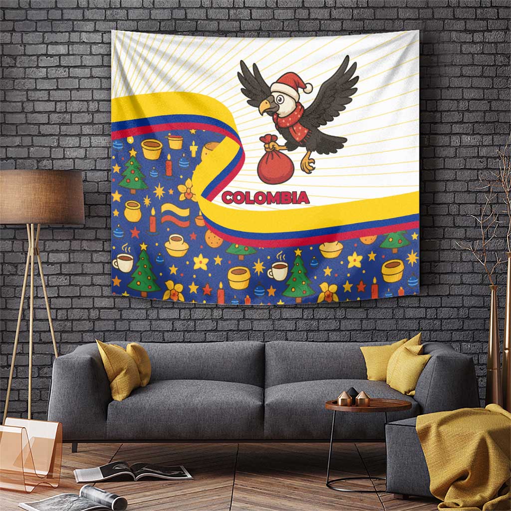 Colombia Christmas Tapestry with Santa Condor Gift Bag and Holiday Food Pattern - Wonder Print Shop