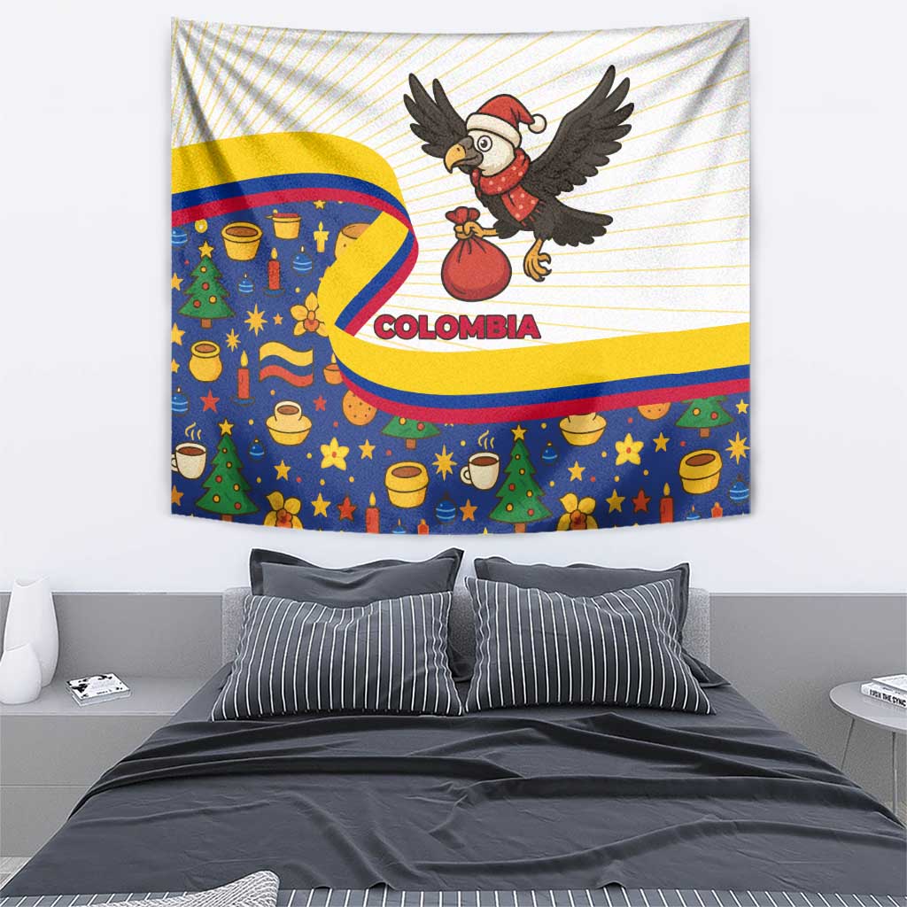 Colombia Christmas Tapestry with Santa Condor Gift Bag and Holiday Food Pattern - Wonder Print Shop