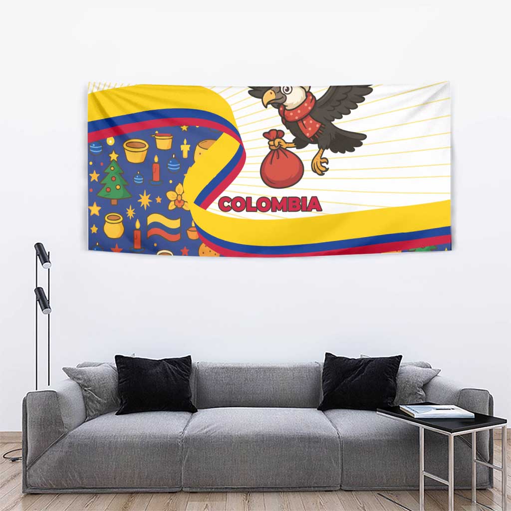 Colombia Christmas Tapestry with Santa Condor Gift Bag and Holiday Food Pattern - Wonder Print Shop