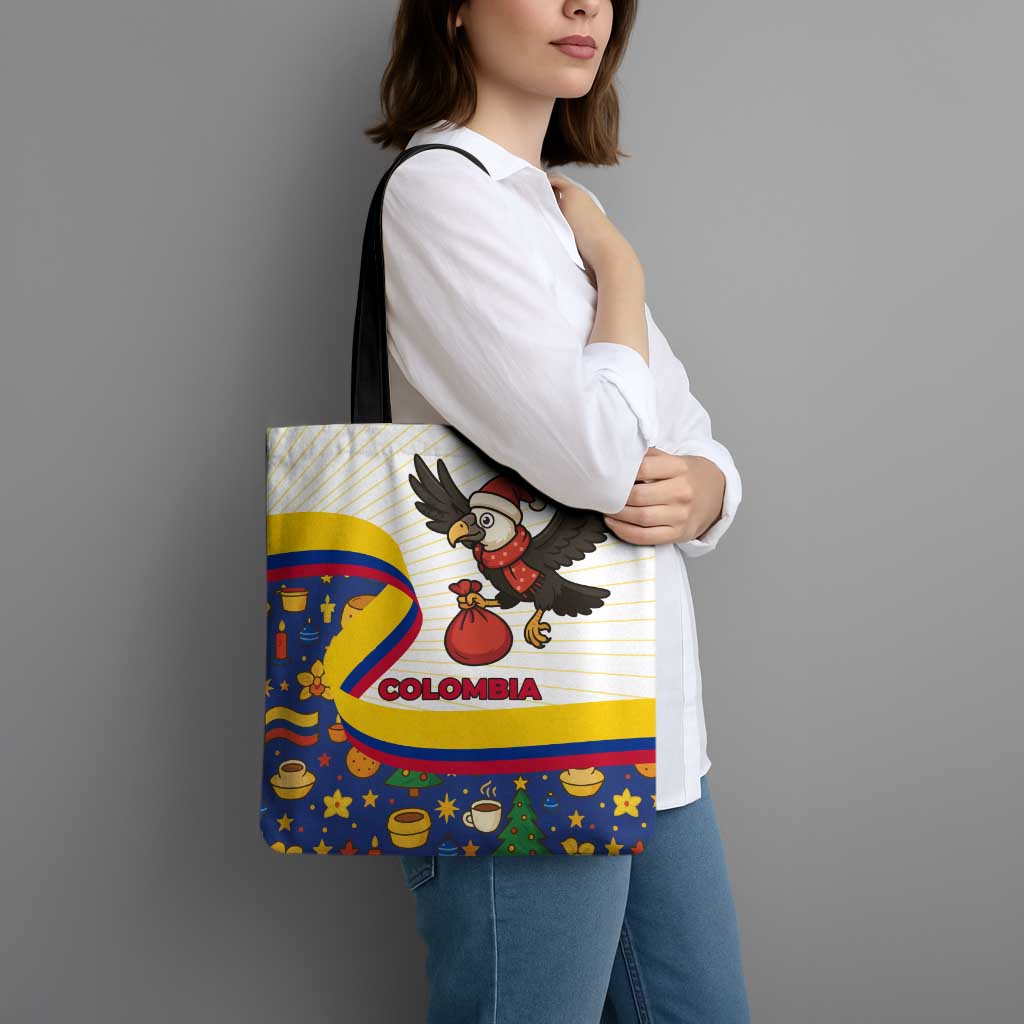 Colombia Christmas Tote Bag with Santa Condor Gift Bag and Holiday Food Pattern - Wonder Print Shop