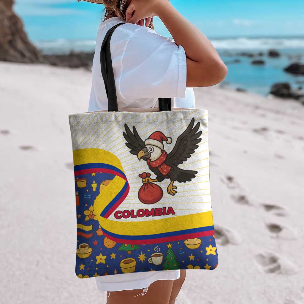 Colombia Christmas Tote Bag with Santa Condor Gift Bag and Holiday Food Pattern - Wonder Print Shop