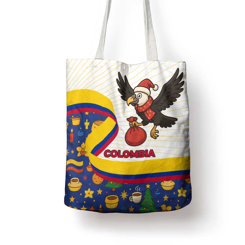 Colombia Christmas Tote Bag with Santa Condor Gift Bag and Holiday Food Pattern - Wonder Print Shop