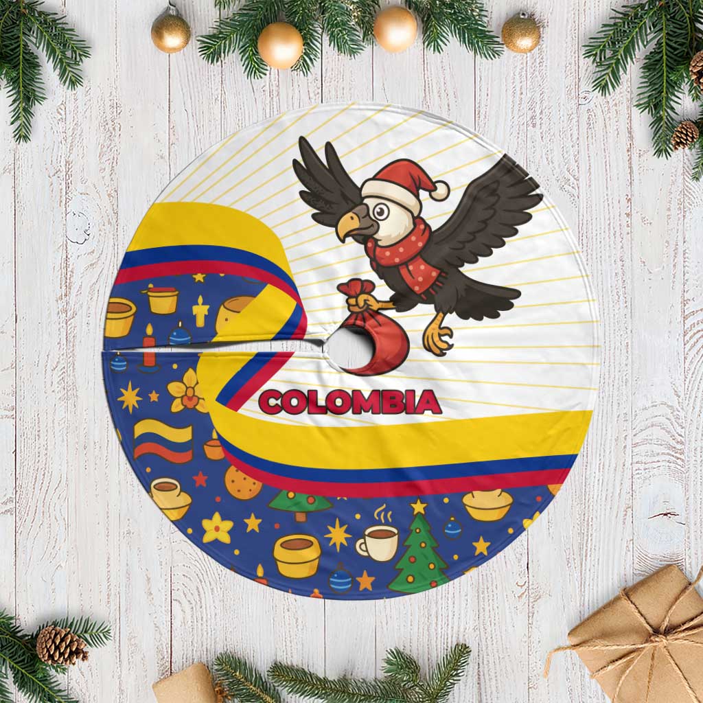 Colombia Christmas Tree Skirt with Santa Condor Gift Bag and Holiday Food Pattern - Wonder Print Shop