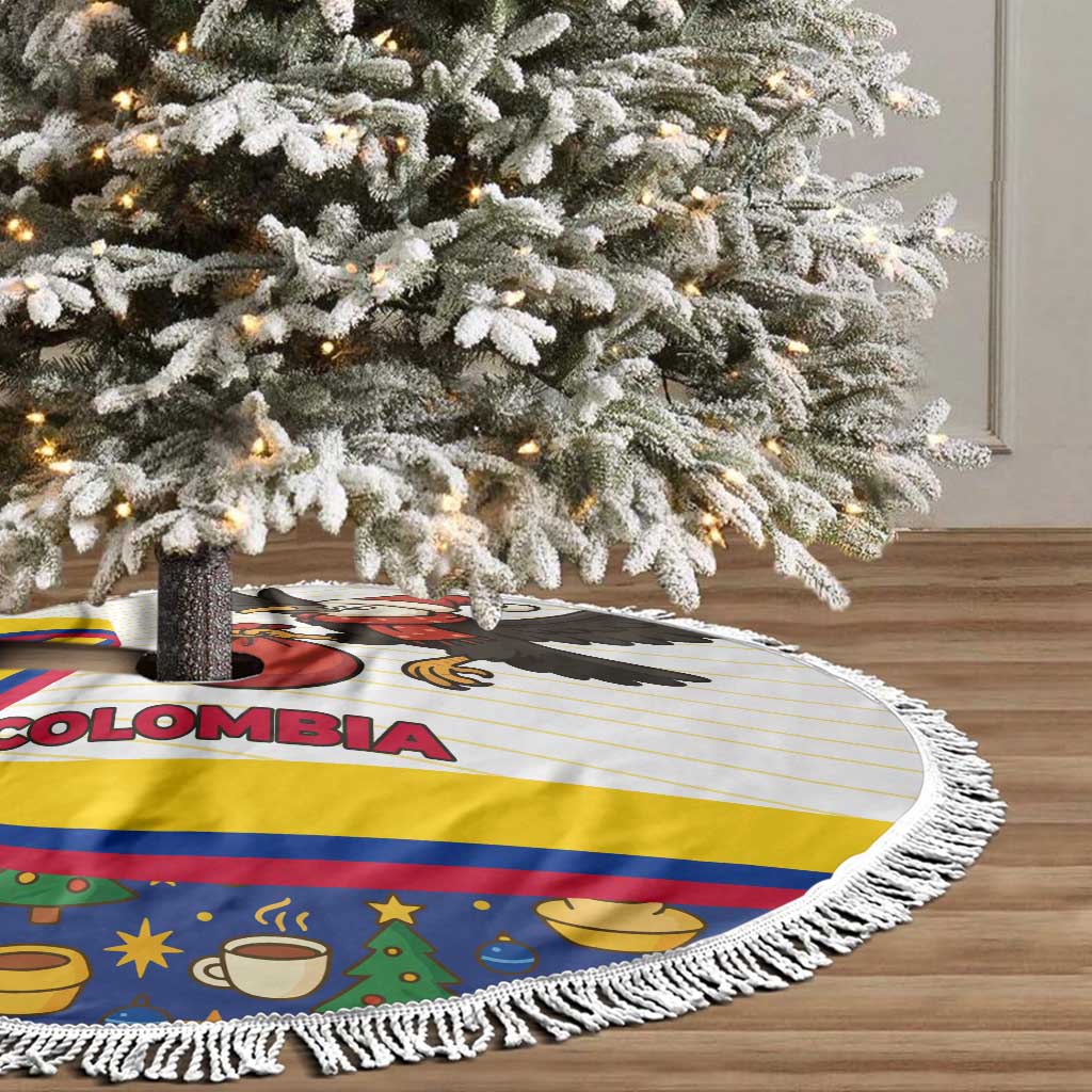 Colombia Christmas Tree Skirt with Santa Condor Gift Bag and Holiday Food Pattern - Wonder Print Shop