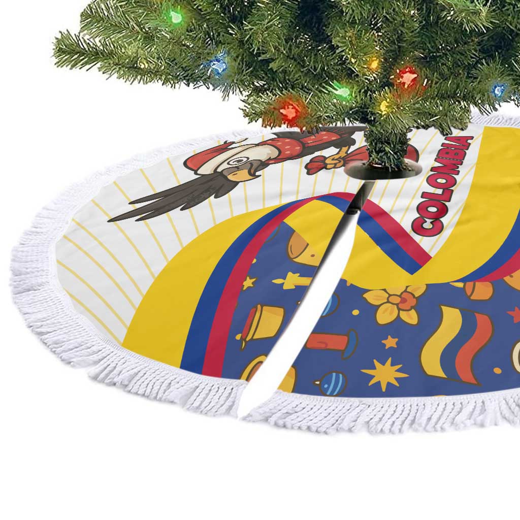 Colombia Christmas Tree Skirt with Santa Condor Gift Bag and Holiday Food Pattern - Wonder Print Shop