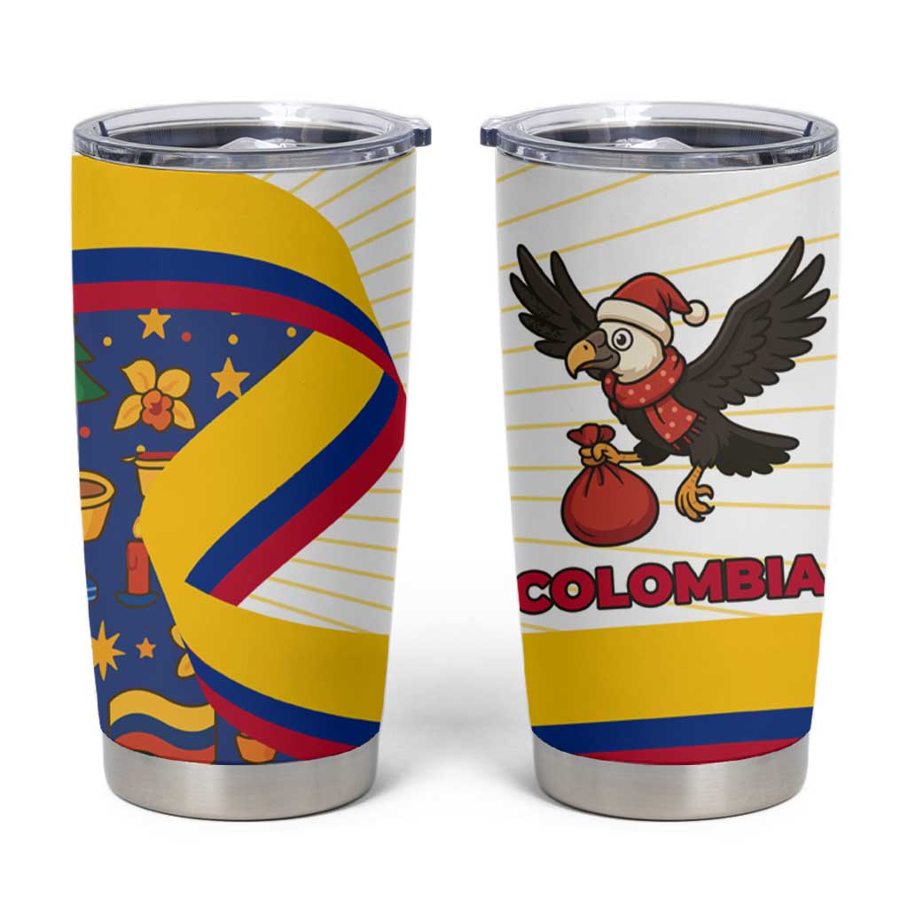 Colombia Christmas Tumbler Cup with Santa Condor Gift Bag and Holiday Food Pattern - Wonder Print Shop