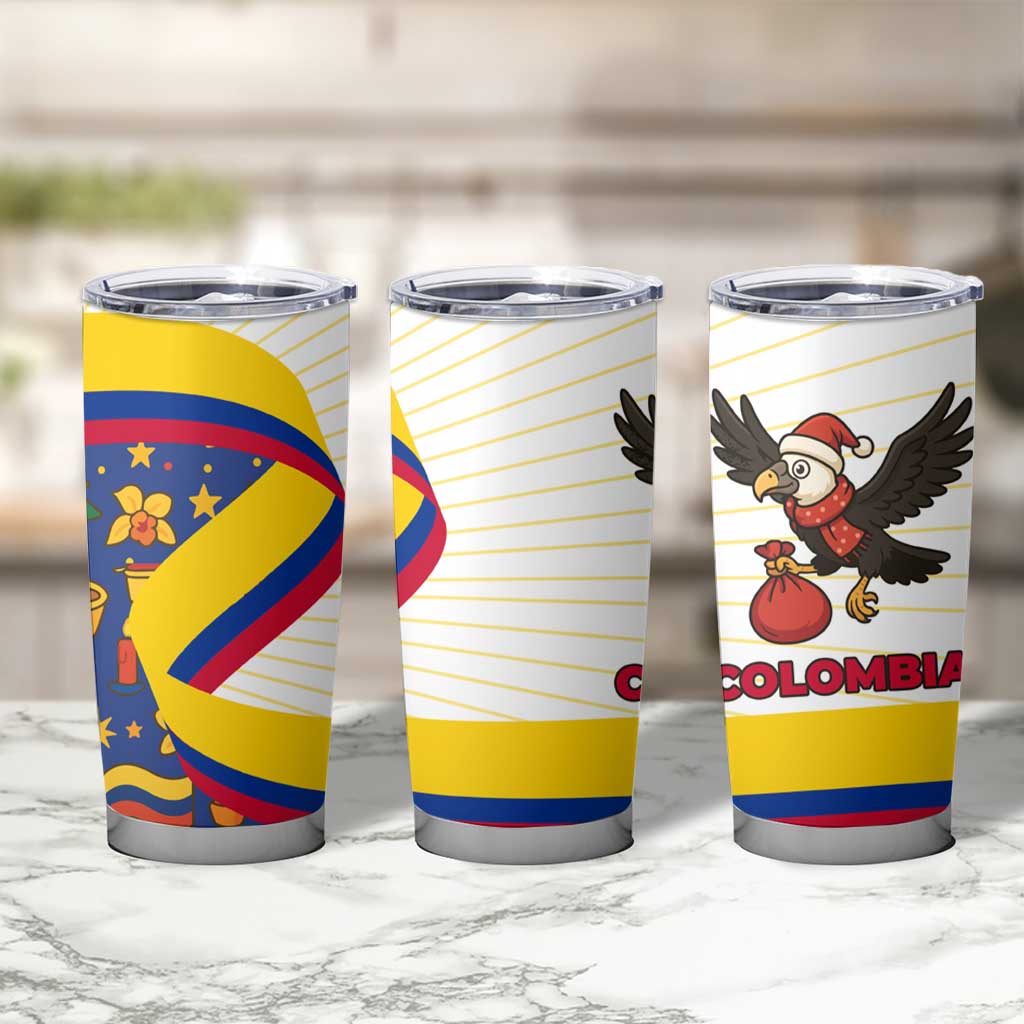 Colombia Christmas Tumbler Cup with Santa Condor Gift Bag and Holiday Food Pattern - Wonder Print Shop