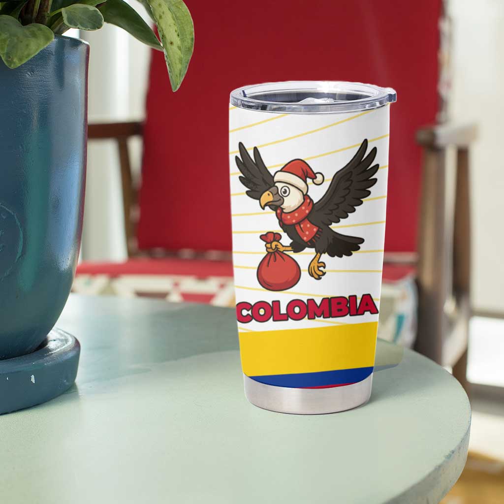 Colombia Christmas Tumbler Cup with Santa Condor Gift Bag and Holiday Food Pattern - Wonder Print Shop