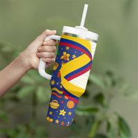 Colombia Christmas Tumbler With Handle with Santa Condor Gift Bag and Holiday Food Pattern - Wonder Print Shop