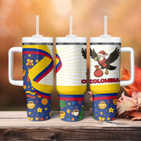 Colombia Christmas Tumbler With Handle with Santa Condor Gift Bag and Holiday Food Pattern - Wonder Print Shop