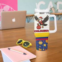 Colombia Christmas Tumbler With Handle with Santa Condor Gift Bag and Holiday Food Pattern - Wonder Print Shop