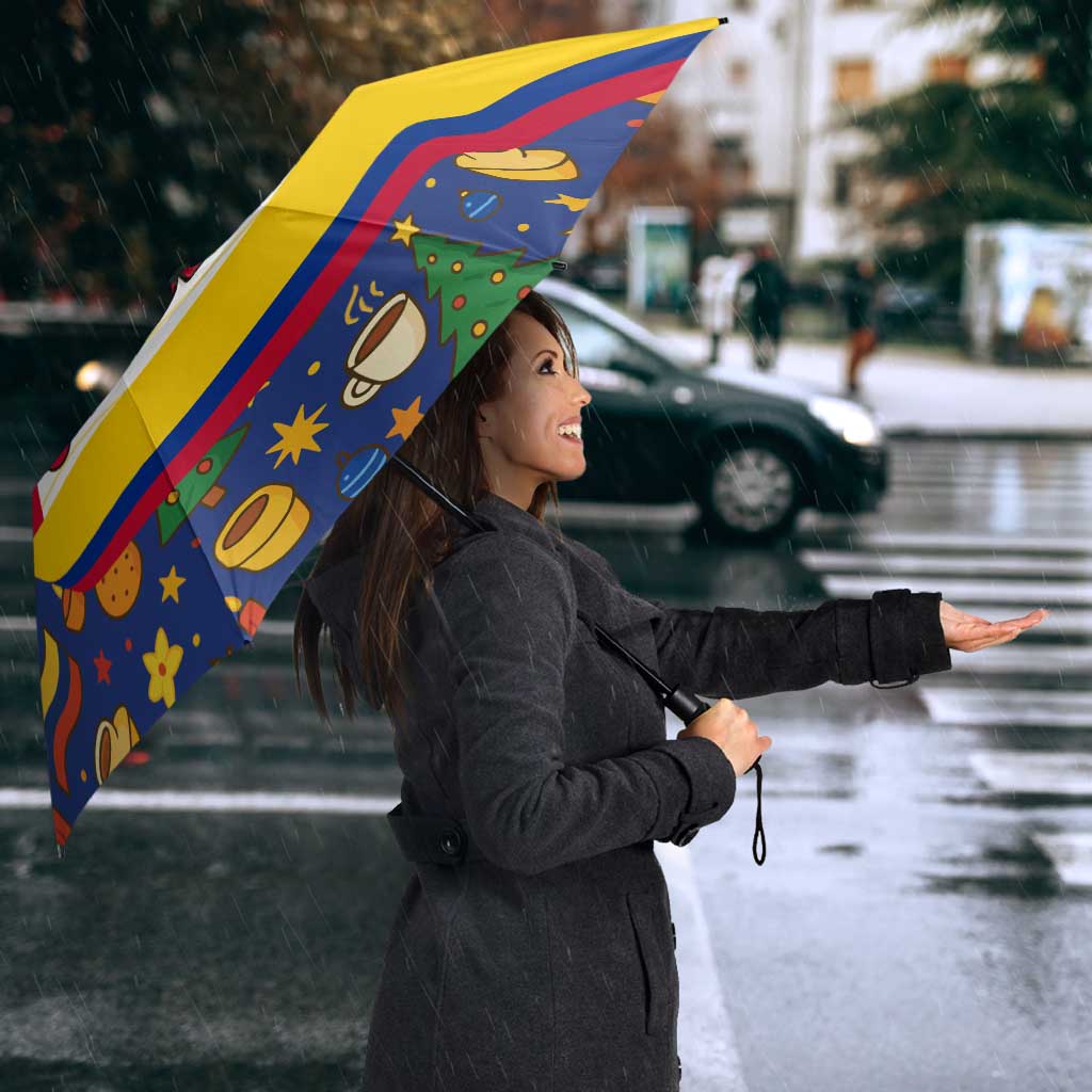 Colombia Christmas Umbrella with Santa Condor Gift Bag and Holiday Food Pattern - Wonder Print Shop