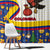 Colombia Christmas Window Curtain with Santa Condor Gift Bag and Holiday Food Pattern - Wonder Print Shop