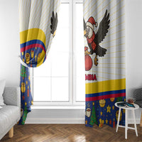 Colombia Christmas Window Curtain with Santa Condor Gift Bag and Holiday Food Pattern - Wonder Print Shop