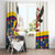 Colombia Christmas Window Curtain with Santa Condor Gift Bag and Holiday Food Pattern - Wonder Print Shop