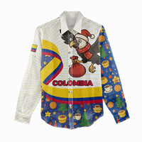 Colombia Christmas Women Casual Shirt with Santa Condor Gift Bag and Holiday Food Pattern - Wonder Print Shop