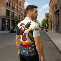 Colombia Christmas Zipper Polo Shirt with Santa Condor Gift Bag and Holiday Food Pattern - Wonder Print Shop