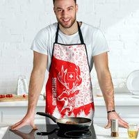 Switzerland Christmas Apron with Red Reindeer Snow Forest and Holiday Icon - Wonder Print Shop