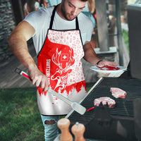 Switzerland Christmas Apron with Red Reindeer Snow Forest and Holiday Icon - Wonder Print Shop