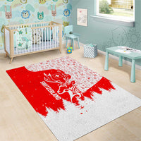 Switzerland Christmas Area Rug with Red Reindeer Snow Forest and Holiday Icon - Wonder Print Shop