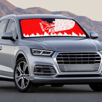 Switzerland Christmas Auto Sun Shade with Red Reindeer Snow Forest and Holiday Icon - Wonder Print Shop