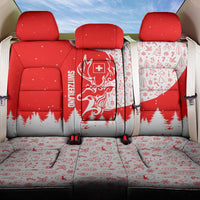 Switzerland Christmas Back Car Seat Cover with Red Reindeer Snow Forest and Holiday Icon - Wonder Print Shop