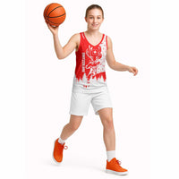 Switzerland Christmas Basketball Jersey with Red Reindeer Snow Forest and Holiday Icon - Wonder Print Shop