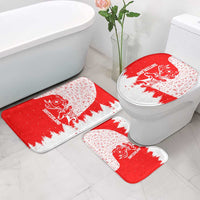 Switzerland Christmas Bathroom Set with Red Reindeer Snow Forest and Holiday Icon - Wonder Print Shop