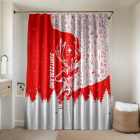 Switzerland Christmas Bathroom Set with Red Reindeer Snow Forest and Holiday Icon - Wonder Print Shop
