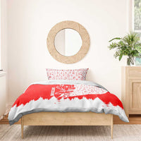 Switzerland Christmas Bedding Set with Red Reindeer Snow Forest and Holiday Icon - Wonder Print Shop