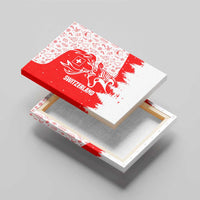 Switzerland Christmas Canvas Wall Art with Red Reindeer Snow Forest and Holiday Icon - Wonder Print Shop