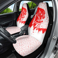 Switzerland Christmas Car Seat Cover with Red Reindeer Snow Forest and Holiday Icon - Wonder Print Shop