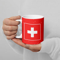 Switzerland Christmas Ceramic Mug with Red Reindeer Snow Forest and Holiday Icon - Wonder Print Shop