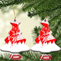 Switzerland Christmas Ceramic Ornament with Red Reindeer Snow Forest and Holiday Icon - Wonder Print Shop