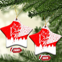 Switzerland Christmas Ceramic Ornament with Red Reindeer Snow Forest and Holiday Icon - Wonder Print Shop