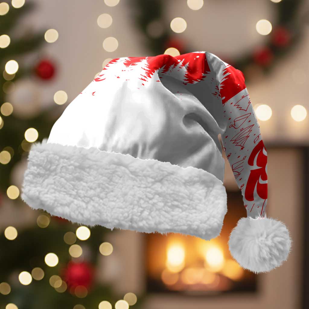 Switzerland Christmas Santa Hat with Red Reindeer Snow Forest and Holiday Icon - Wonder Print Shop